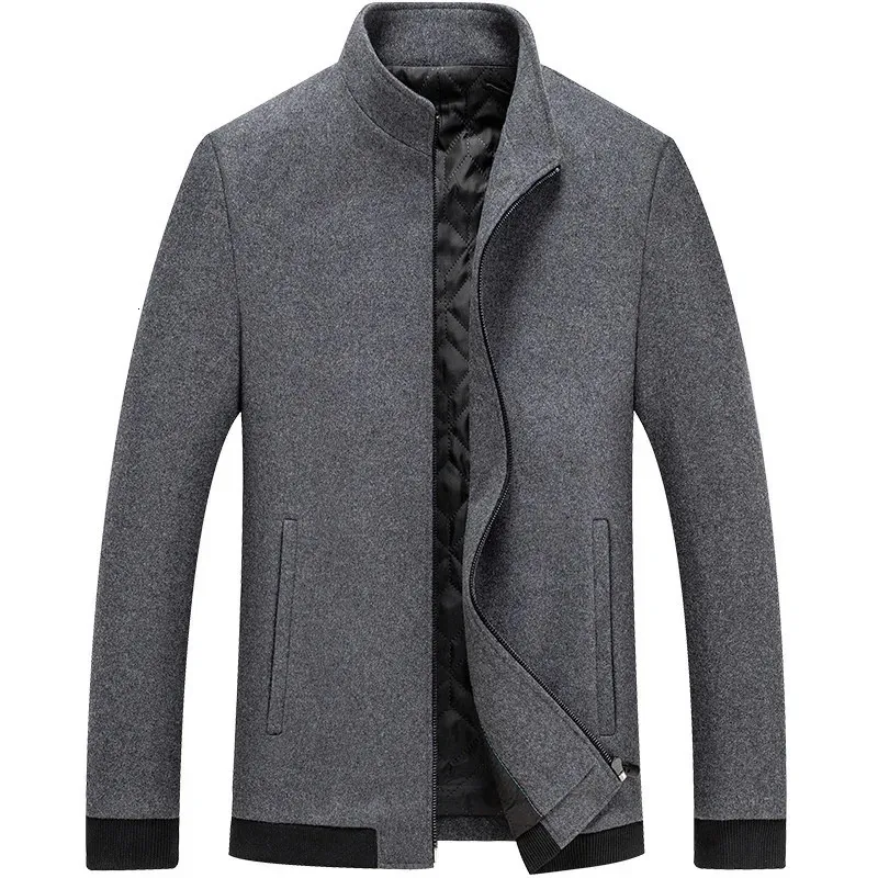 Woolen Men Jacket Autumn and Winter Wool Coat Short Collar Casual Business Varsity S 240113