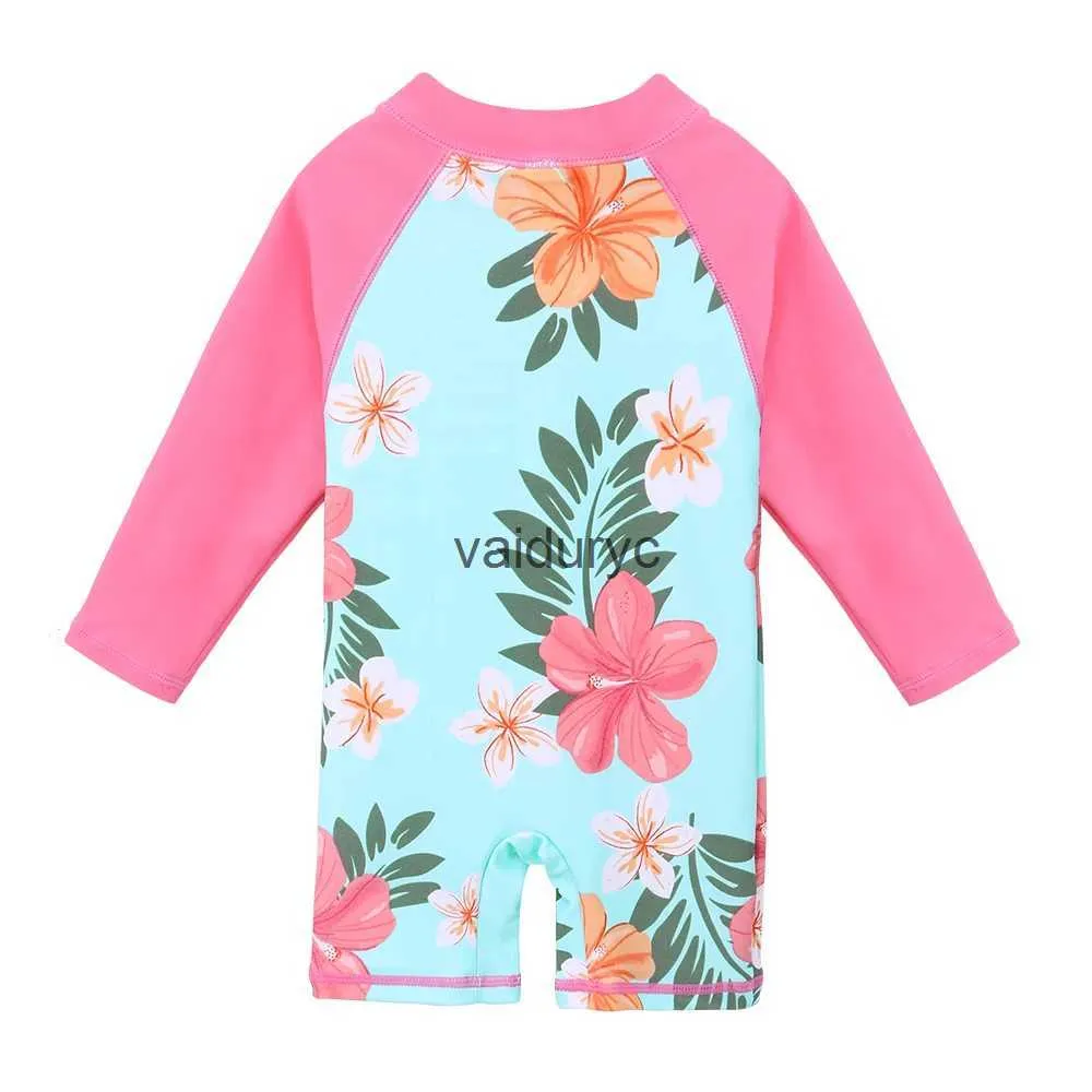 One-Pieces BAOHULU UPF50+ Print Baby Girl Swimsuit Long Sleeve Kids Swimwear One Piece Toddler Infant Bathing Suit for Girls Boys ldren H240508