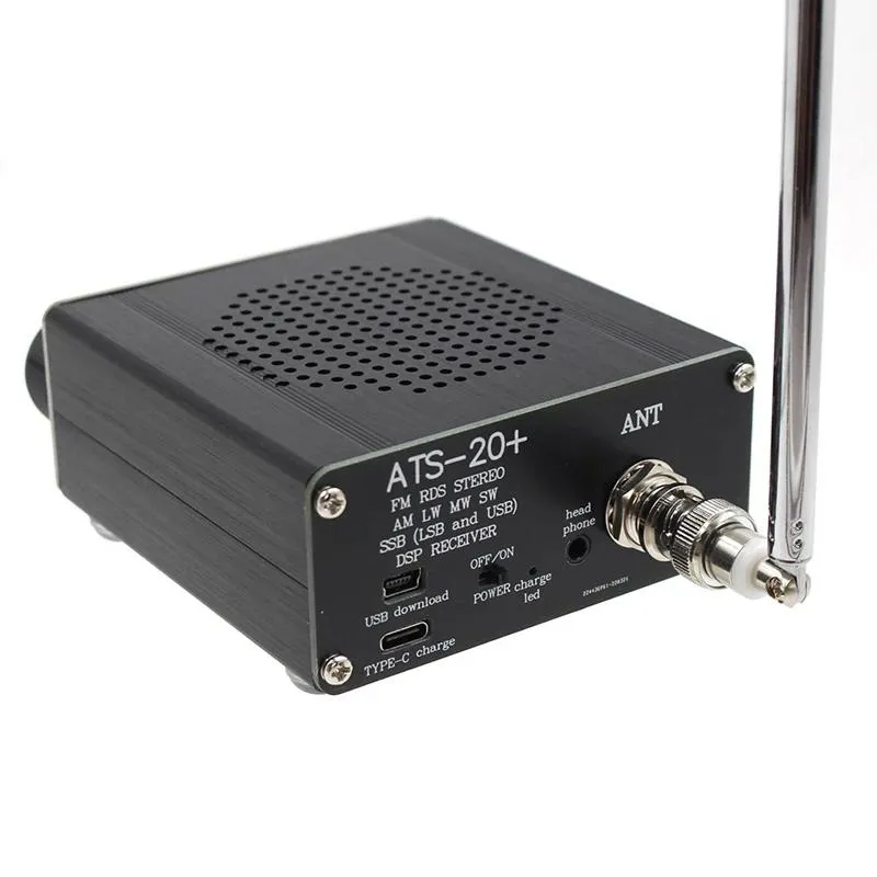 라디오 새로운 ATS20+PLUS ATS20 V2 SI4732 라디오 수신기 FM AM (MW SW) SSB (LSB USB) 배터리+안테나+스피커+케이스