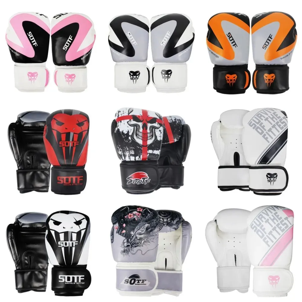 SUOTF MMA combat boxe sport gants en cuir tigre Muay Thai coussinets de boxe combat femmes/hommes sanda boxe thai boîte à gants formation 240112