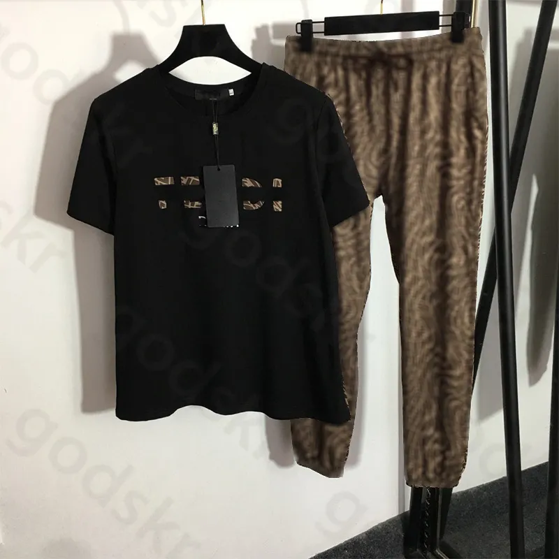 Clássico impressão camisa de algodão moletom feminino manga curta camisetas calças cintura alta moletom treino 2 peça conjunto