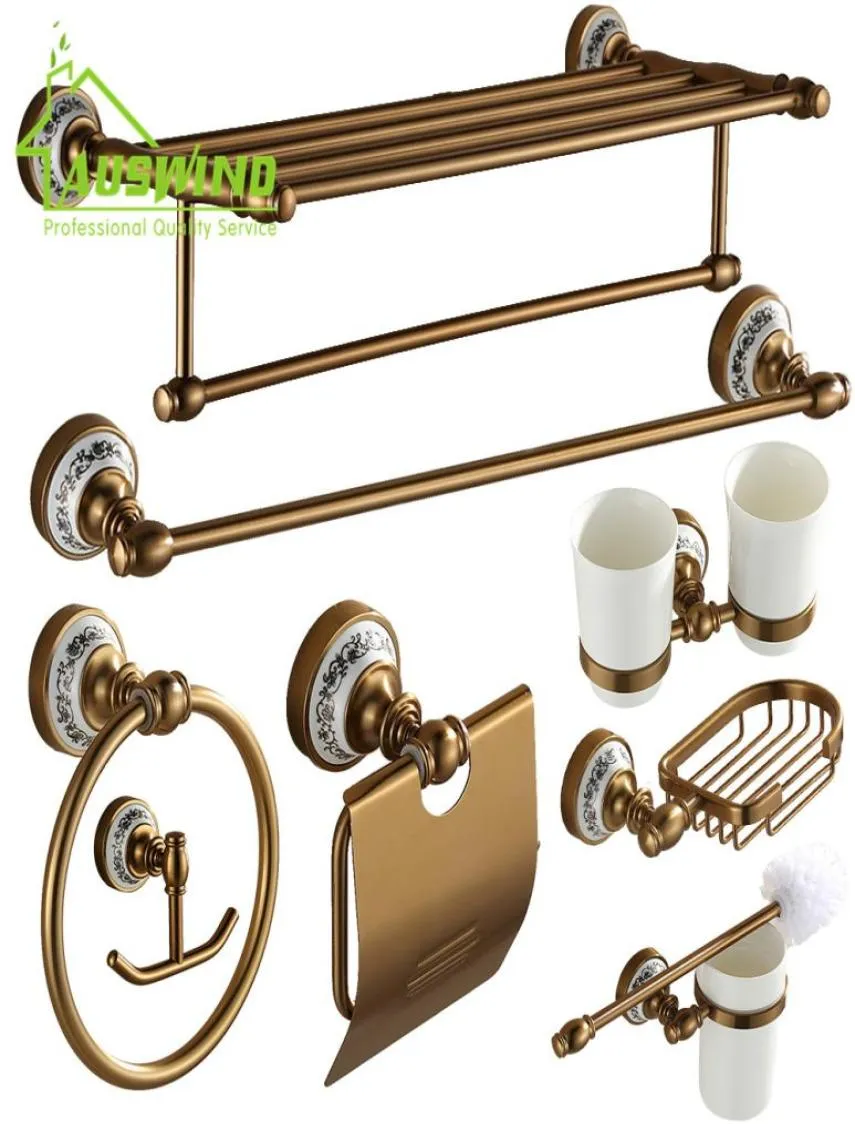 Ganze antike gebürstete Badezimmer-Accessoires, Keramik-Space-Aluminium-Badezimmer-Hardware-Sets, wandmontiertes Bronze-Badezimmer, Produkt 6455319