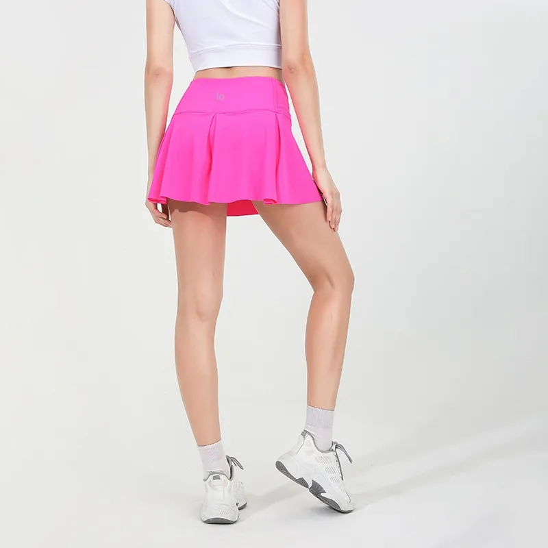 Al Women Sports Yoga Skirt Workout Shortsジッパープリーツテニスゴルフスカートアンチ露出フィットネスショートスカートポケット88286
