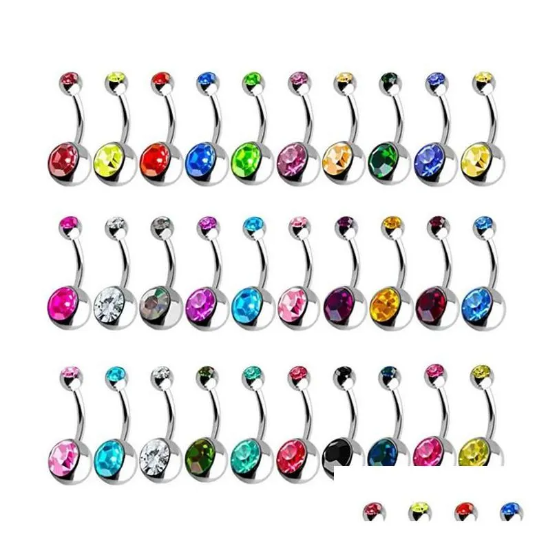 Anneau de nombril en acier chirurgical hypoallergénique plomb et nickel calibre 14 nombril piercing bijoux de corps couleurs mélangées pour livraison directe Otgeh