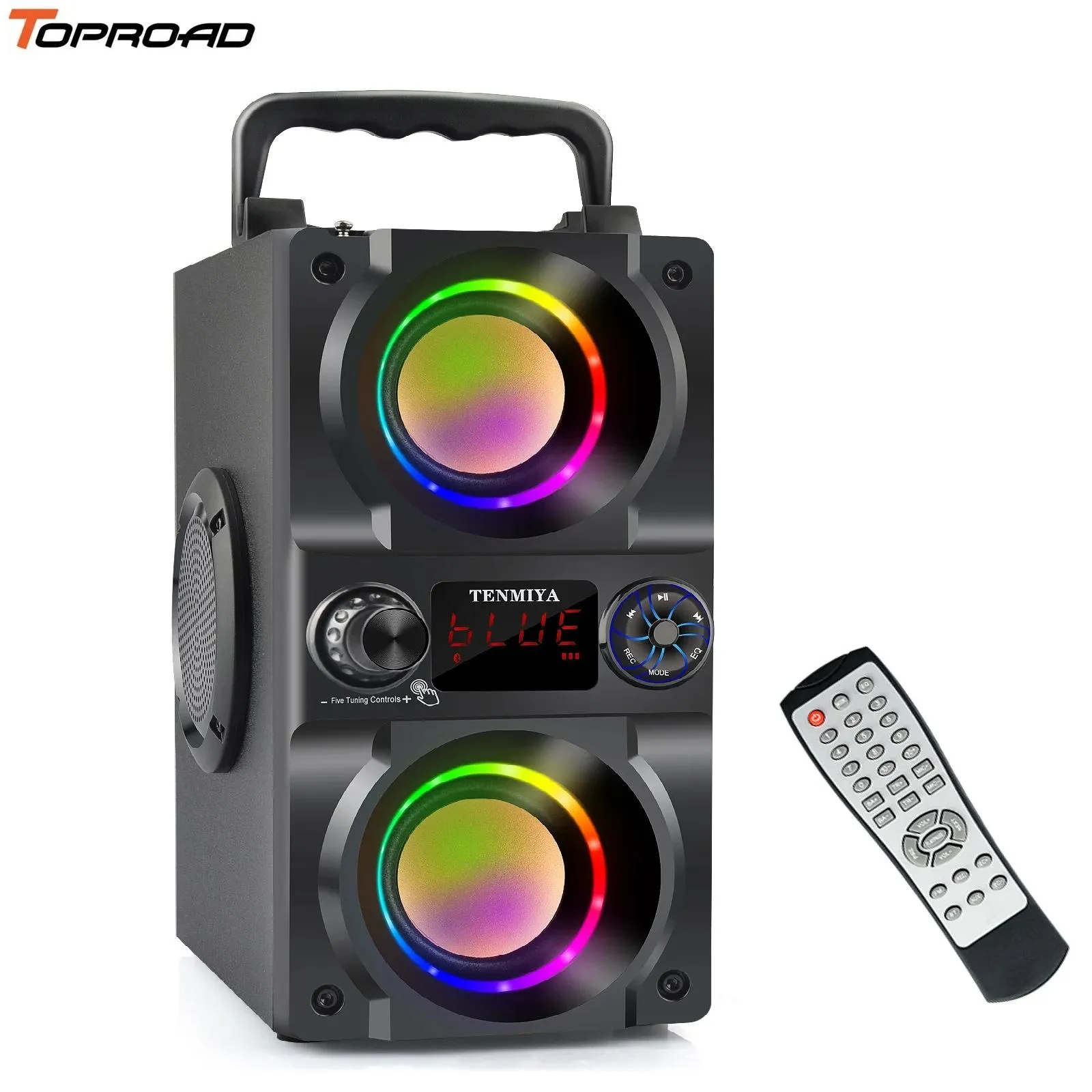 Haut-parleurs TOPROAD 40W Bluetooth haut-parleur Portable sans fil Boombox basse caisson de basses haut-parleurs Support télécommande FM Radio RGB LED lumières