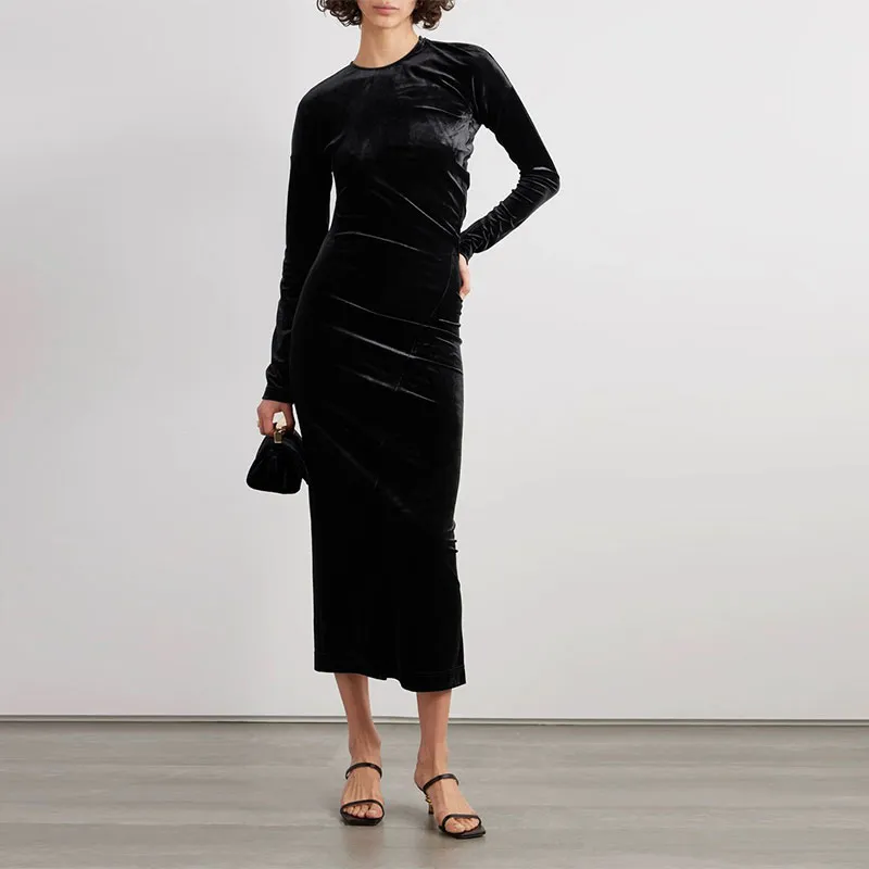 navy blue dress for baby girl House of CB - Aida Asymmetric Wrap Neck Dress - Hot Pink main image 0