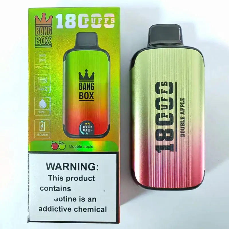 Original Bangbox 18000 Puffs Dual Mesh 26 ml 12 Flavors 0% 2% 3% 5% Type-C Laddning Oil Electric Digital Display RGB Disponible Vape Pen