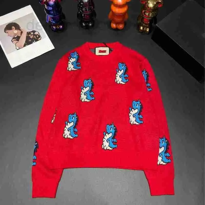 Kvinnors tröjor Designer 2024 Early Spring New Dragon Year Exclusive Full Bubble Dragon broderad stickad rund nacke pullover topp 1xba