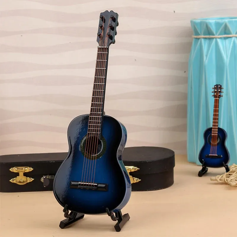 Mini klassisk gitarr trä miniatyr modell musikinstrument barn leksaker 240112