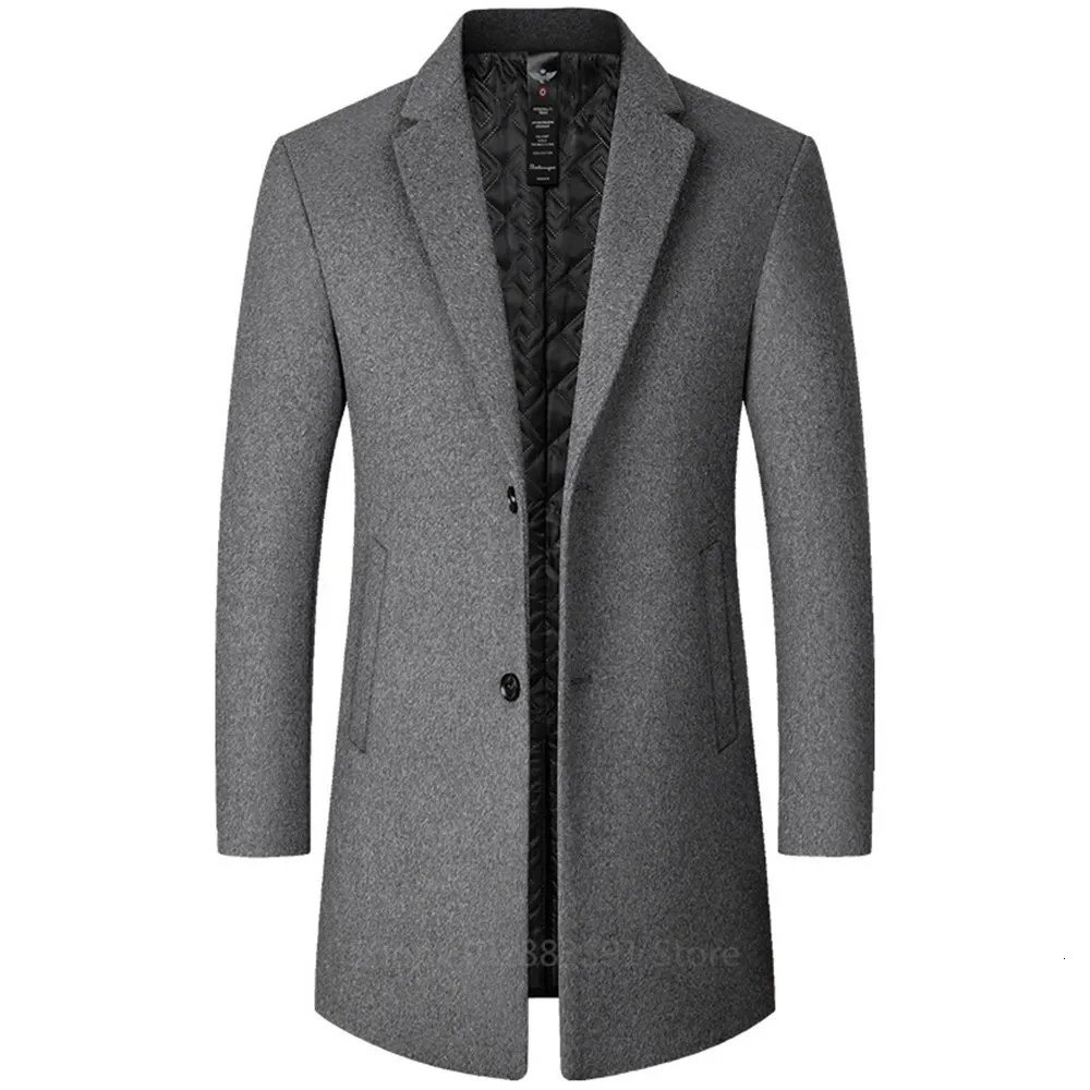 Manteau de laine automne hiver coton épaissir mélanges de laine veste manteaux de haute qualité mâle hauts coupe-vent chaud Trench pardessus 240113