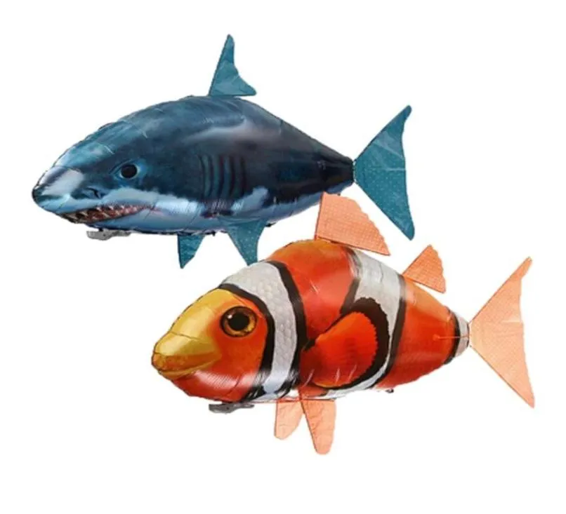 Creative Remote Control Flying Fish Clownfish Electric Air Uppblåsbar festdekoration RC Animal Toy 2109282763704