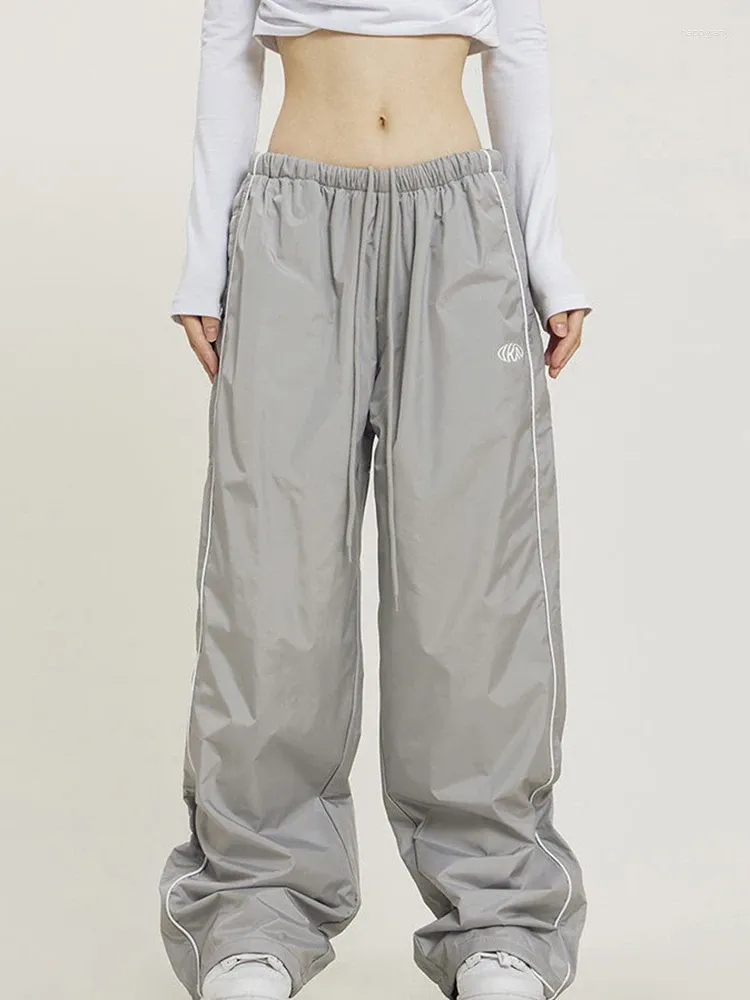 Pantaloni da donna Pantaloni sportivi larghi retrò americani Lavaggio Casual Drappeggio a righe Versione coreana della gamba dritta stile street hip-hop