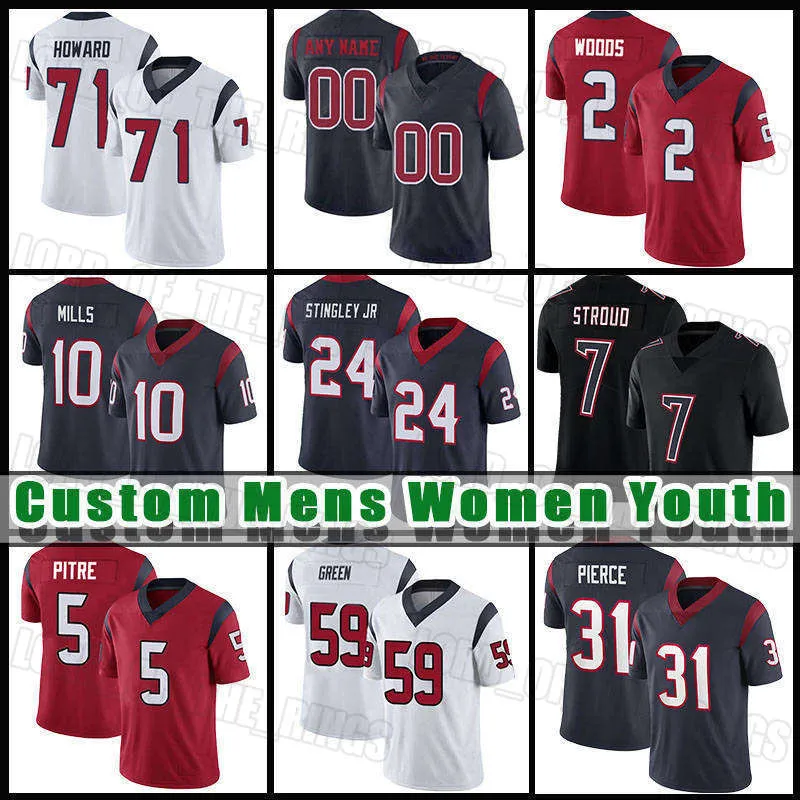 7 CJ Stroud 51 Will Anderson Jr. Maglie da calcio Houston''Texans''Davis Mills Derek Stingley Jr. Dameon Pierce Jalen Pitre Tank Dell John Metchie III Robert Woods Green