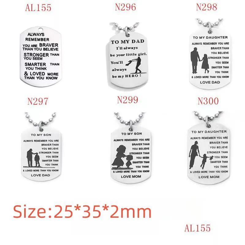 Stainless Steel Jewelry Bracelet Necklace Engraved Label Chainless Custom Pendant Handmade For Family And Drop Delivery Dhtdf