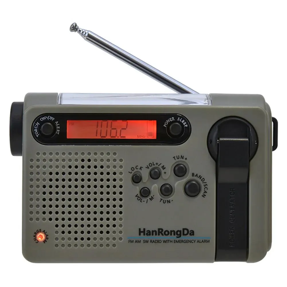 라디오 HRD900 라디오 다기능 풀 밴드 태양 광 발전 AM/FM/SW 날씨 라디오 비상 LED 손전등 램프 파워 뱅킹