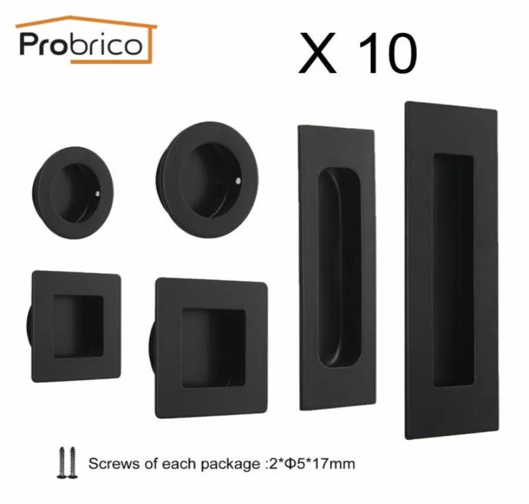 Probrico 10pcsフラッシュ凹部ハンドル黒いキャビネットドア隠し引き出し引き出しノブスライディングドアハンドルフィンガープルドアハードウェアT24723653