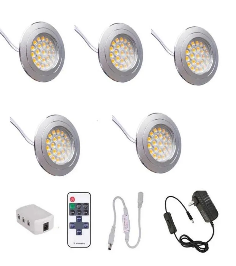 12v Dimmable Wireless Remote Control LED Under Cabinet Light 3W Puck Night Lamp Kits for Kitchen Cupboard Furniture Decor2987634