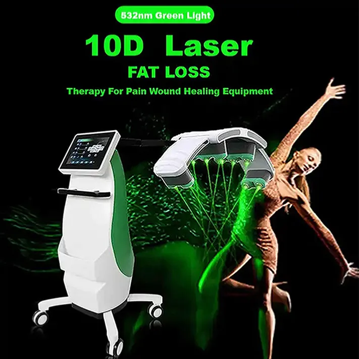Niet-invasieve Emerald Laser Afslanken Machine 10D 360 Roterende Groene Laser Lichten Pijnloos Vet Verwijdering Apparaat