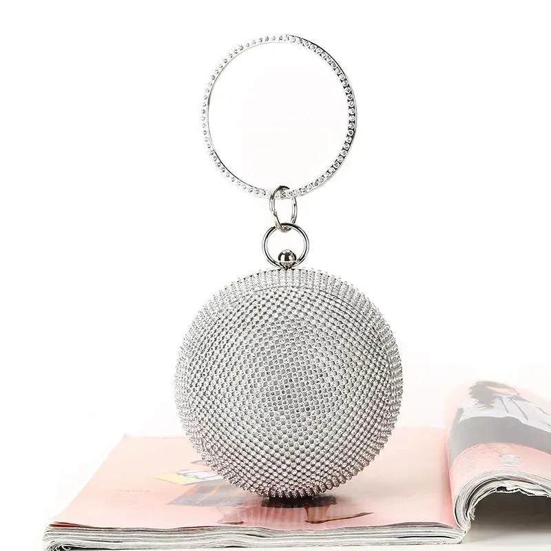 Purses Crossborder Spherical Rhinestone Dinner Bag Pure Handmade Banquet 저녁 다이아몬드 클러치