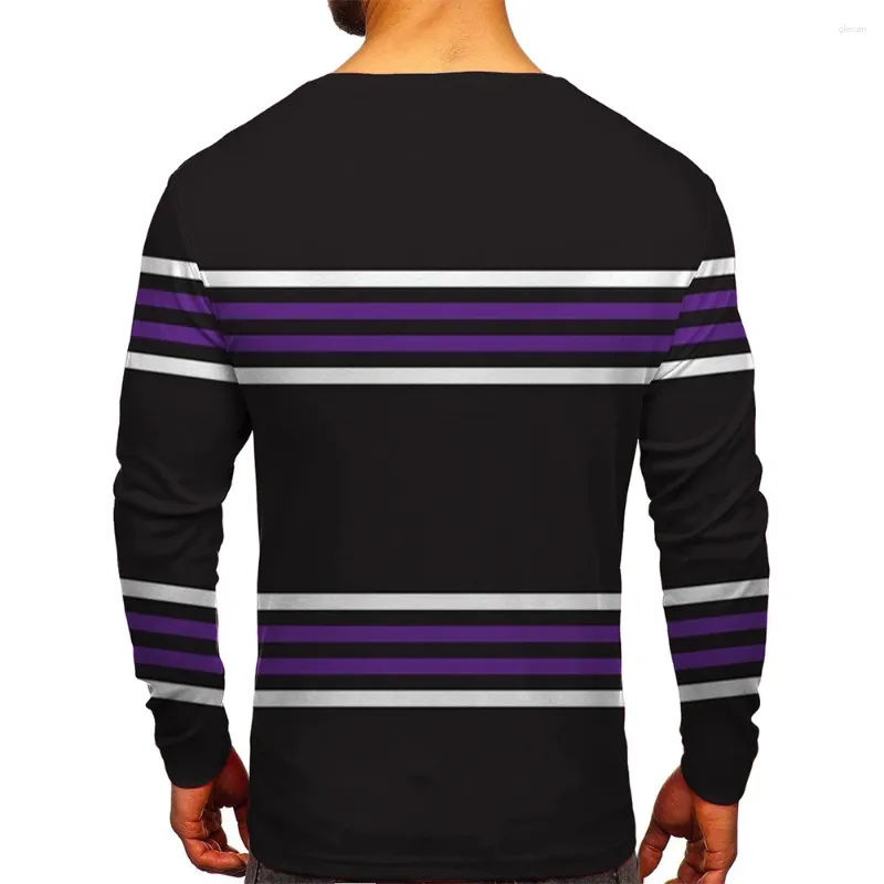 Men's T Shirts Striped Slim Fit Long Sleeve For Men Crew Neck Blouse Shirt Pullover Muscle Tops In Cotton Blend Fabric