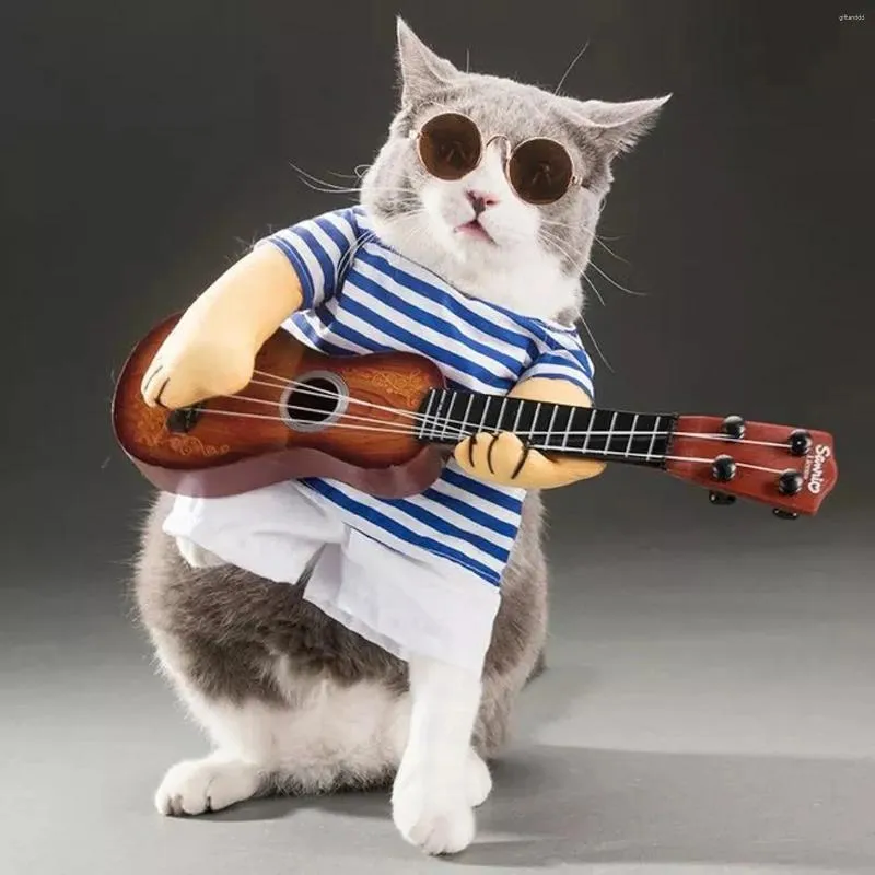 Trajes de gato animal de estimação transformador guitarrista estilo vestir-se cães gatos bonito cosplay adereços roupas para grandes acessórios para cães