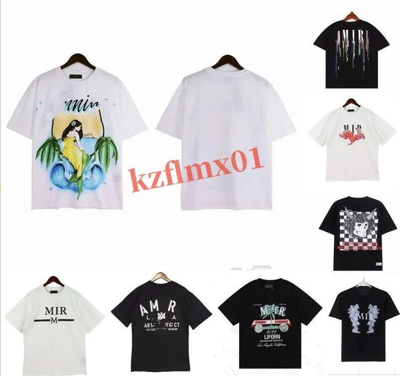 2023 Tasarımcı Erkek Tişörtleri Kadın Amirler Baskılı Moda Adam Tişört Sıradan Tees Kısa Kollu Lüks Hip Hop Sokak Giyim Tshirts Boyut S-XL D1W