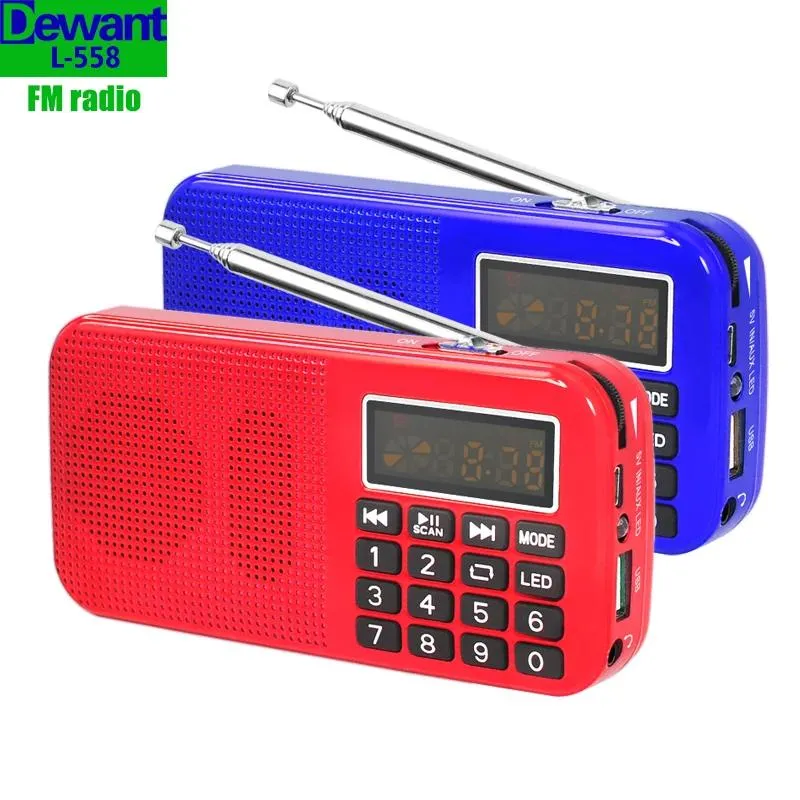 Rádio l558 portátil mini digital receptor de rádio fm de varredura automática com leitor de música mp3 2400mah 18650 bateria recarregável