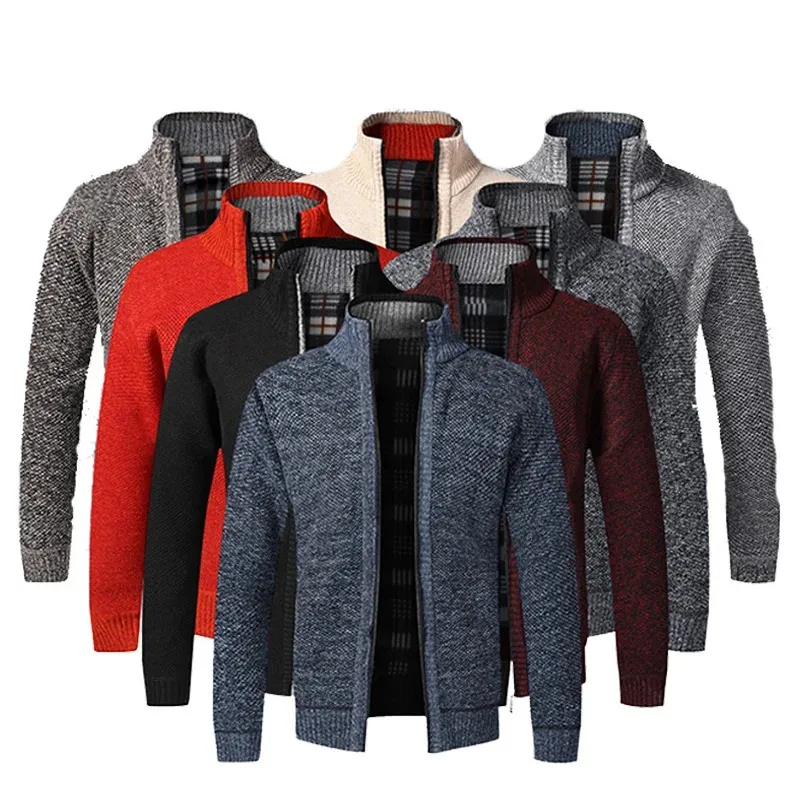 Automne et hiver pulls chauds pour hommes laine de cachemire fermetures à glissière cardigan manteaux de laine vestes tricotées décontractées pour hommes vêtements pour hommes 240113