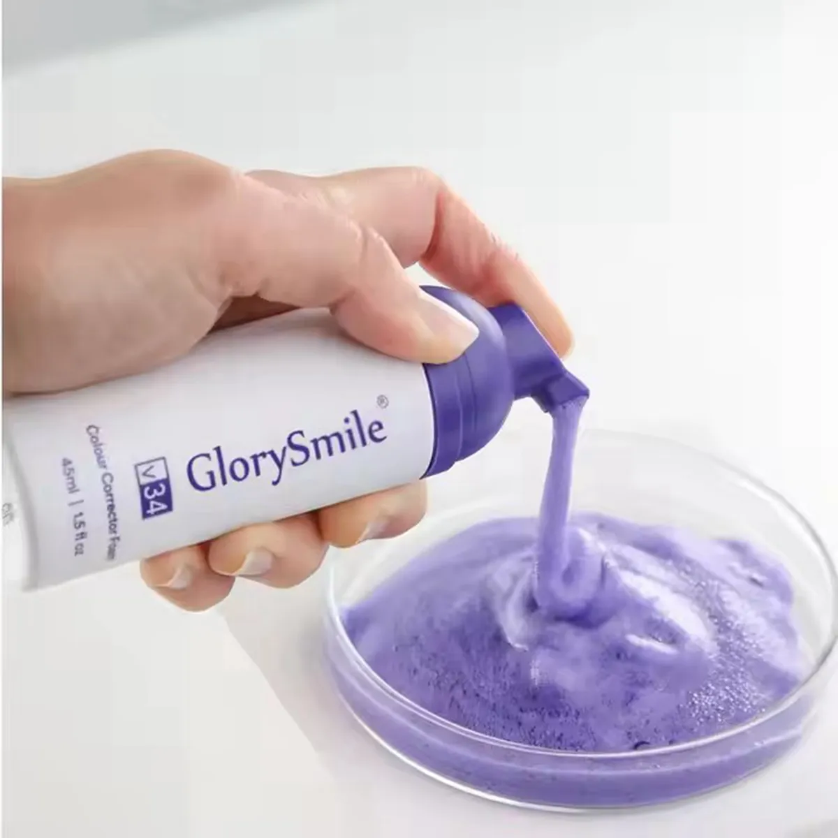 v34カラー補正50mlグローリースマイル歯のための歯磨き粉v34紫色のステインリムーバー