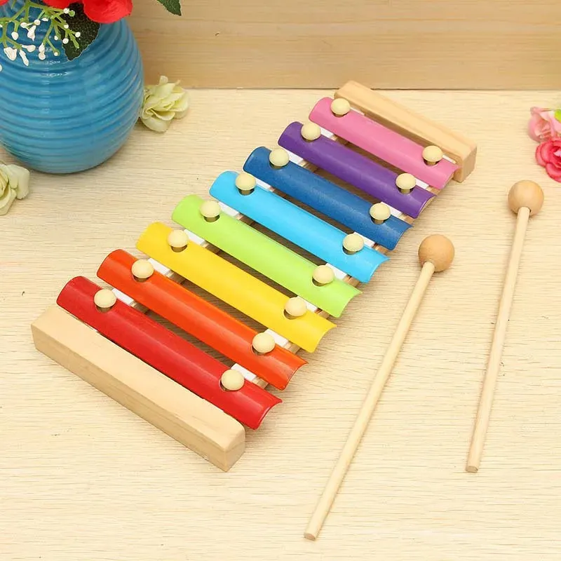 Xilófono Multicolor de madera de 8 tonos, instrumentos musicales de madera, juguetes para bebés, accesorios para niños DIN889 240112