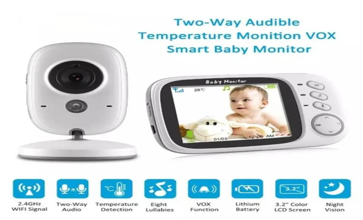 VB603 Baby Monitor 24GHz 32Inch LCD Display Wireless BabyFoon Monitor Night Vision Temperaturövervakning XF808 35inch Camera6640682
