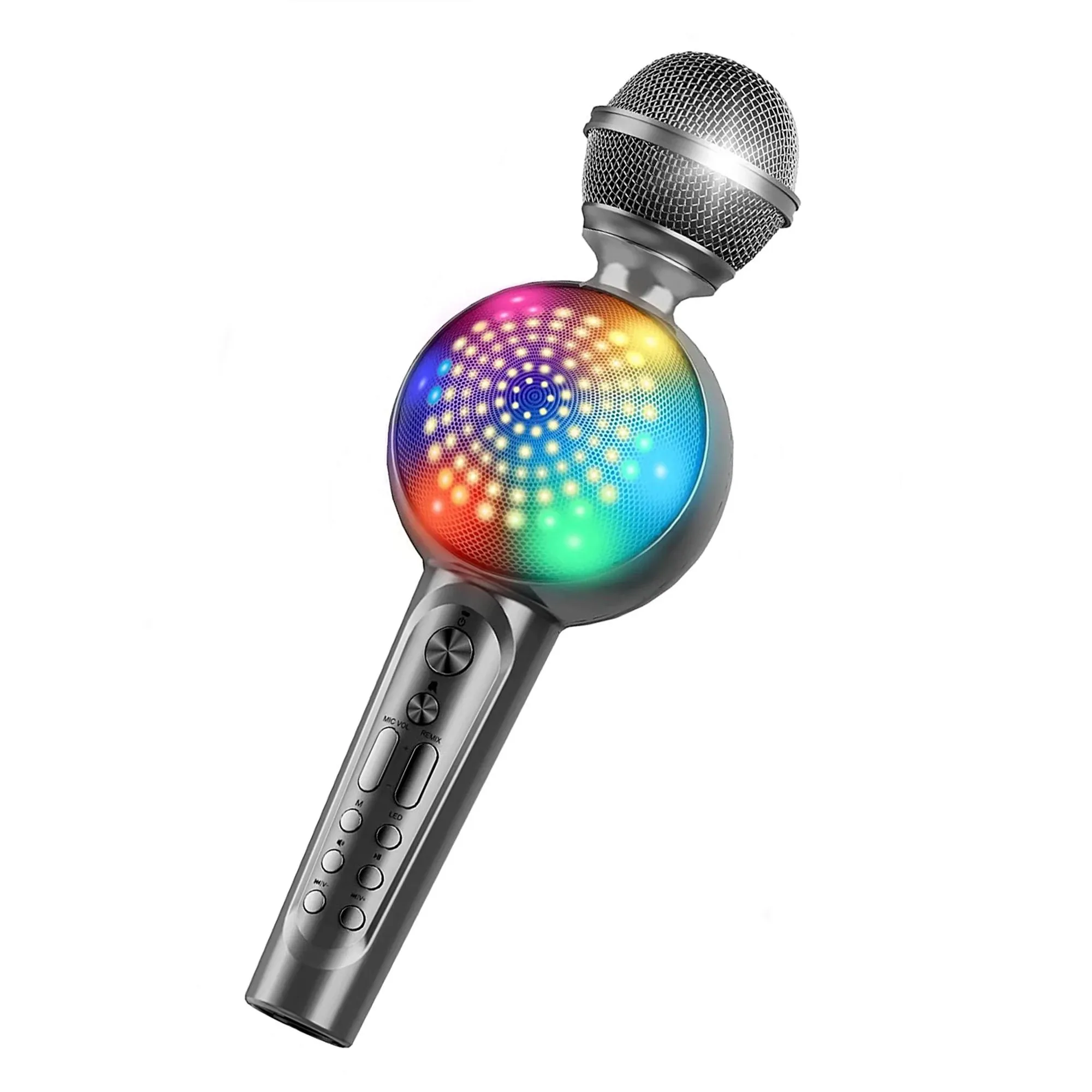 Microfoons GOODAAA Bluetooth-karaokemicrofoon voor telefoon Draadloze draagbare handmicrofoon Luidspreker met LED-licht Magisch geluid Zangmachine