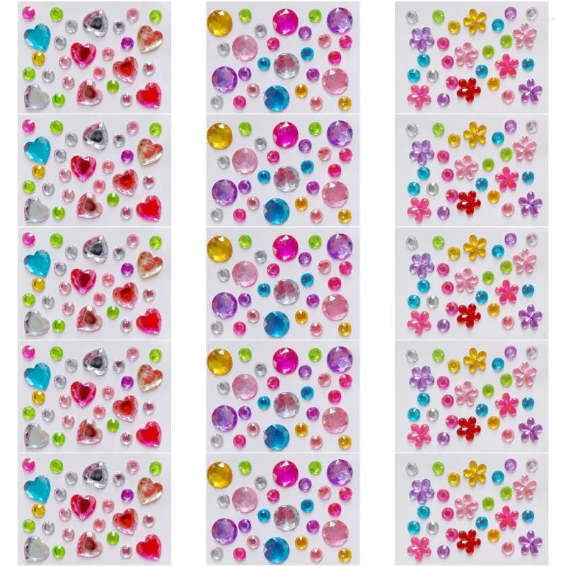 Storage Bottles 15 Sheets Of Bling Jewels Cartoon Gems Stickers Multi-use Plastic Portable For Diy