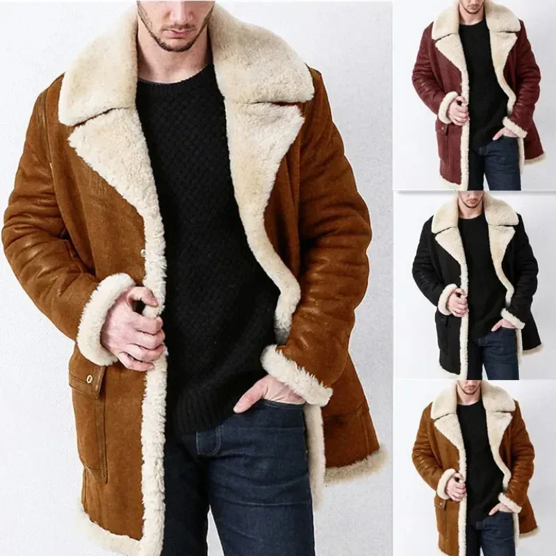 남성 가을과 겨울 패션 캐주얼 모피 통합 코트 가짜 재킷 240113