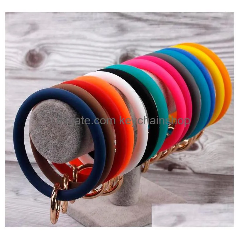 Nouveau Sile couleur unie O porte-clés bracelet cercle mignon porte-clés dragonne en gros pour livraison directe Dhxdc