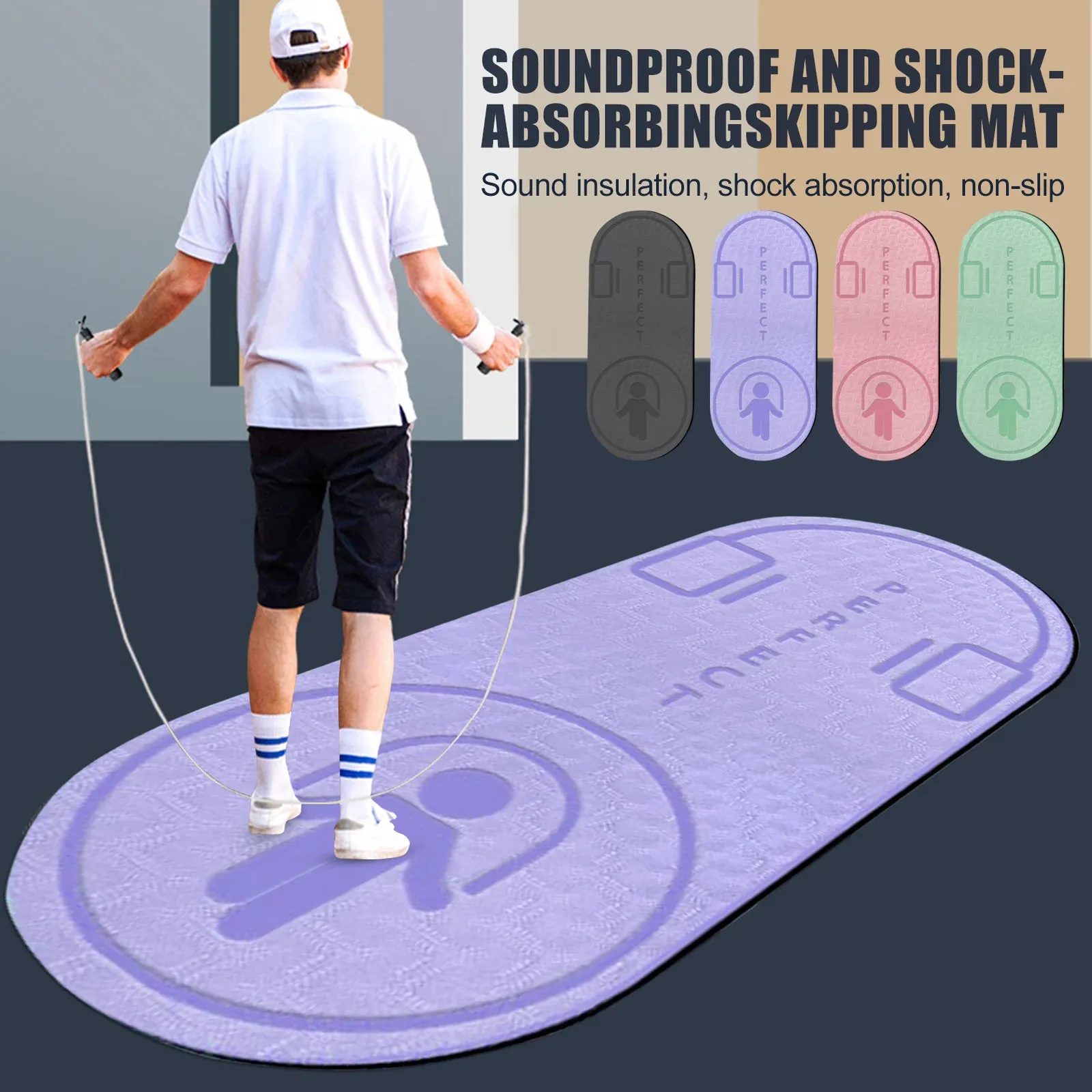 Nonslip Mat TPE Yoga Jump Rep Hopping Golvträning för sportkuddar Silent Pad Textured Thick 6mm High Density 240113