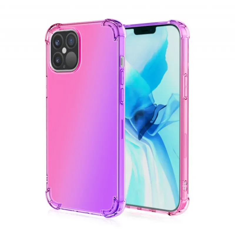 Gradient Dual Color Transparent TPU+PC Cases Shockproof Phone Case for iPhone 13 12 11 Pro Max XR XS 8 Plus 33 LL