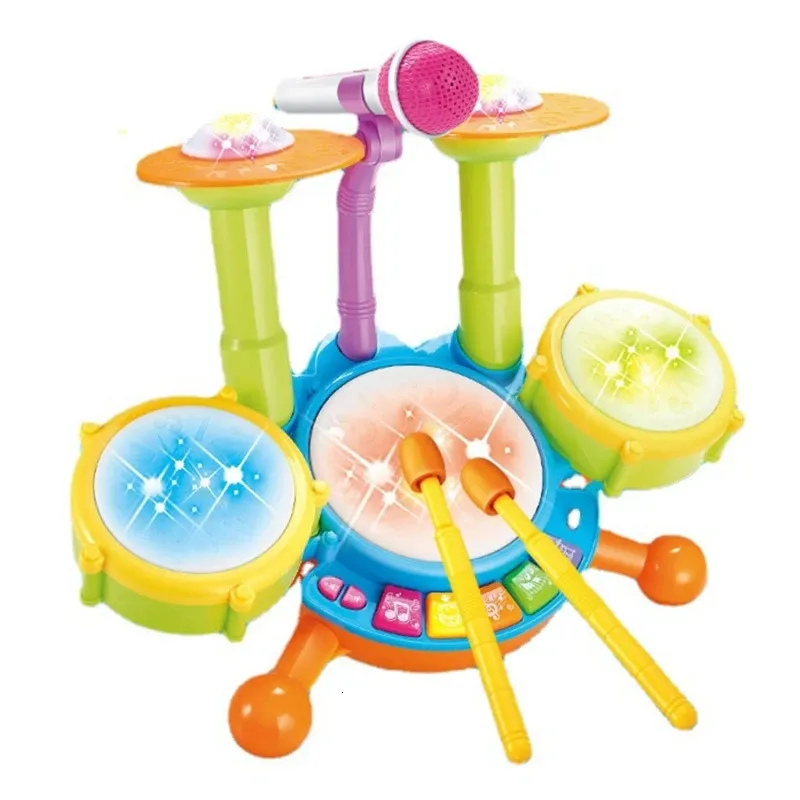 Ensemble de batterie pour enfants, jouets d'instruments de musique pour les tout-petits, 13 bébés avec Microphone de travail éducatif, 240112