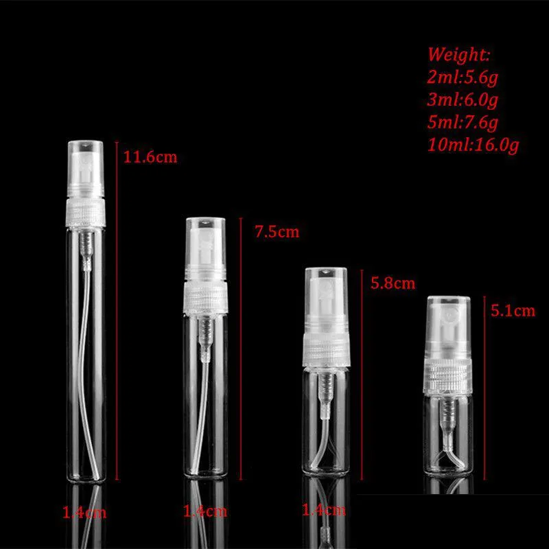 Packing Bottles Wholesale 5Pcs/Pack 2Ml L 5Ml 10Ml Clear Mini Per Glass Bottle Empty Cosmetics Sample Test Tube Thin Drop Delivery Off Dhs23