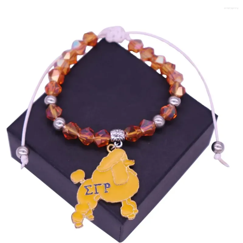 Charme armbanden aangepaste metalen emaille kleuren Griekse letter Sigma Gamma Rho poedel kralen verstelbare Sorority Society sieraden