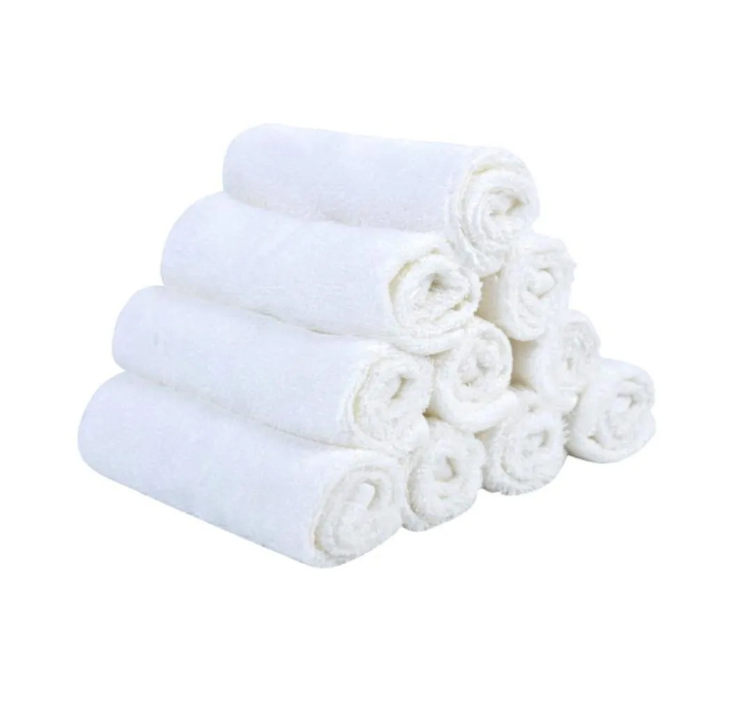 Fibre de bambou couleur blanche serviette de lavage bébé alimentation visage serviettes infantile essuyer tissu de lavage nouveau-nés mouchoir serviette de bain 6410955