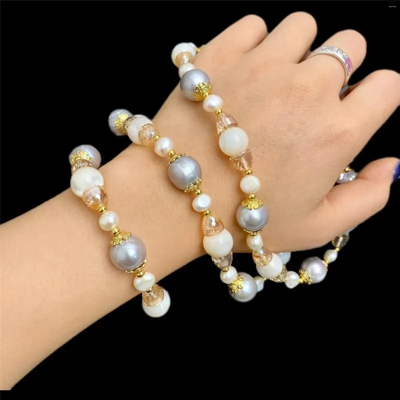 Halsbandörhängen Set 2024 High End Light Luxury Pure Natural Grey Pearl Combination Exquisite Noble Mother of Shell Armband