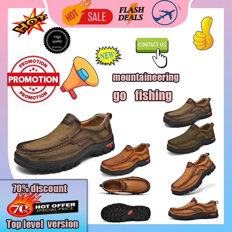 Hiking Shoes Casual Platform Designer Leather shoes for men genuine leather oversized loafers for men casual Anti slip and leather Training sneakers
