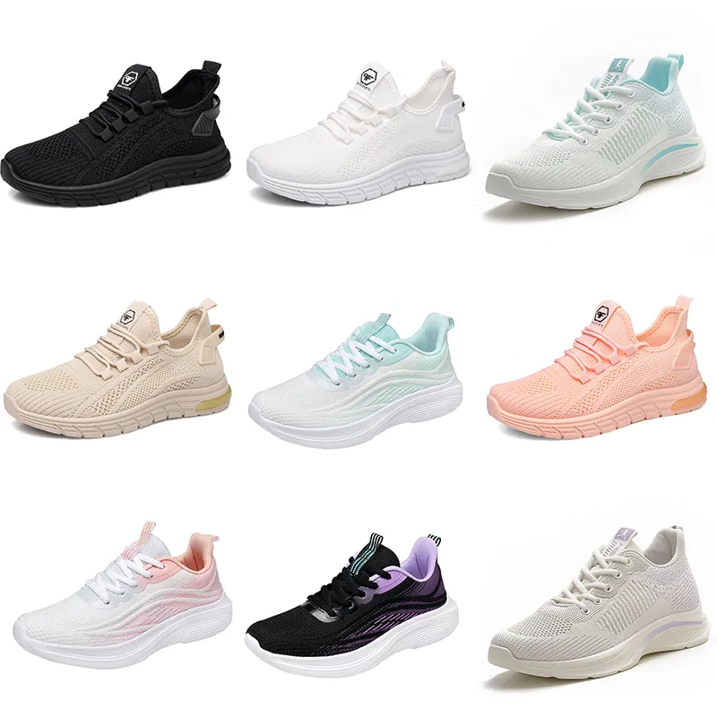 2024 Vinterkvinnor Skor Vandring Running Soft Casual Flat Shoes Fashion White Bule Trainers Stor storlek 35-41