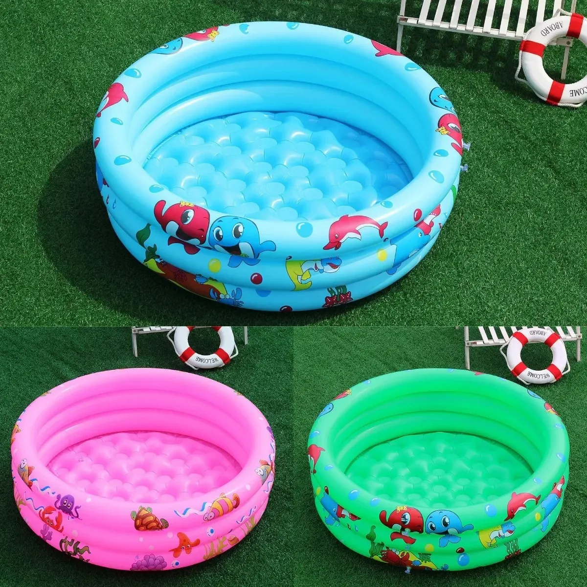 Piscina inflável reutilizável dupla camada jardim portátil engrossado para crianças brinquedos de água festa redonda interior ao ar livre remo 240112