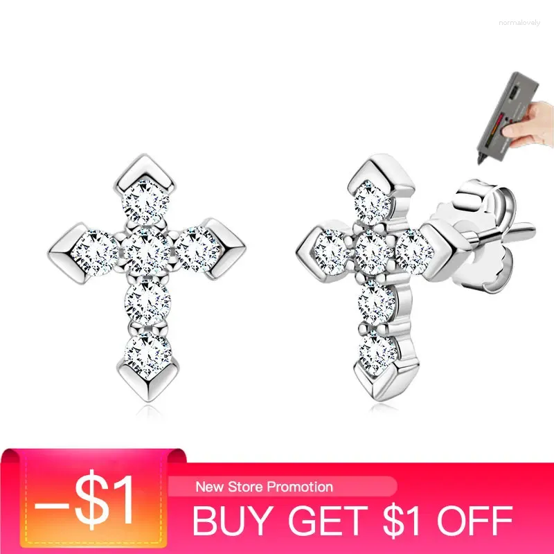 Stud Earrings Cross Moissanite Ear Studs Unisex 0.54 Carat 925 Sterling Silver For Women And Men Jewelry