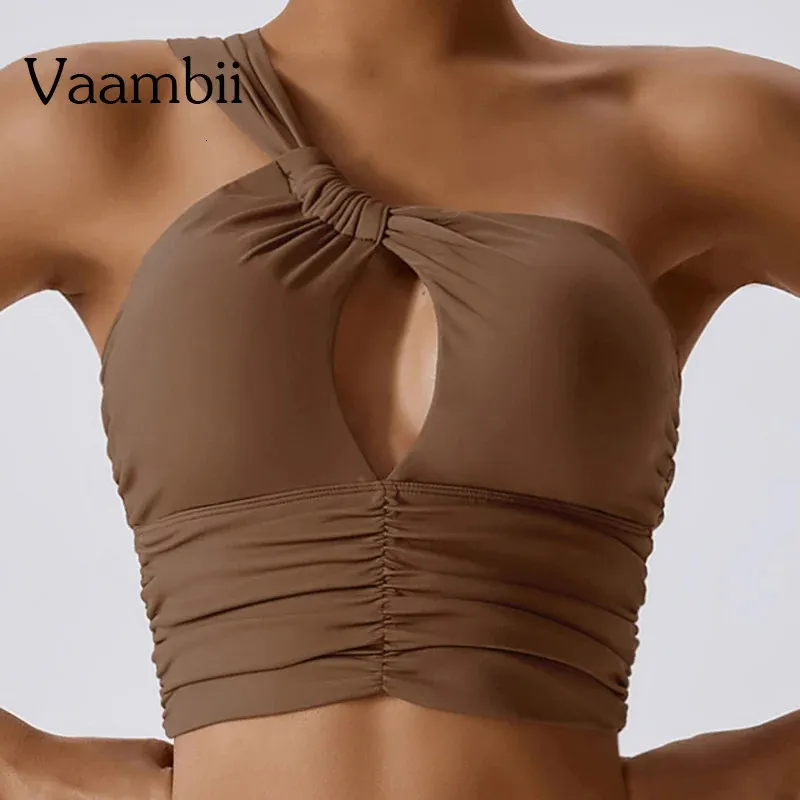 Un hombro Fitness Yoga Sujetador deportivo mujer espalda descubierta ropa interior transpirable Scrunch Sexy Top ropa activa para mujeres gimnasio 240113