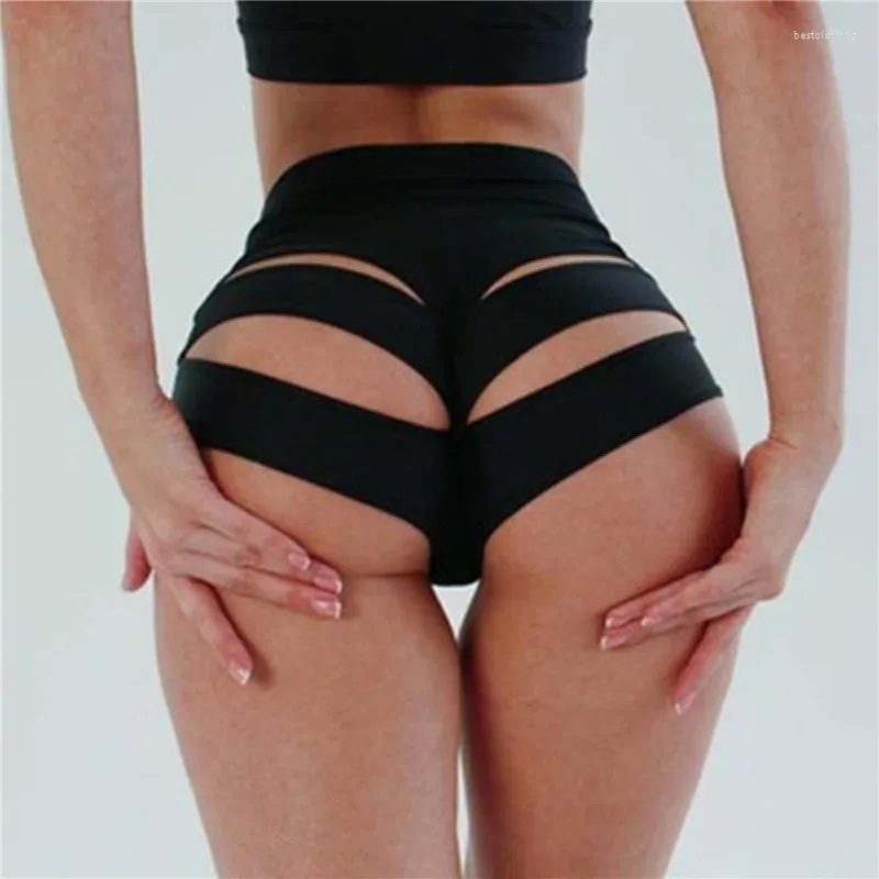 Active Shorts Hollow Cut Out Hip BuLift Pole Dance Fitness Panties For Women Cheeky Booty High Waist Workout Rave Party