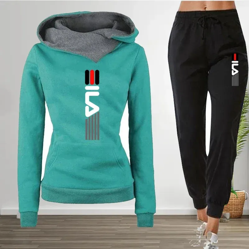 Tracksuit Women Winter Kvinnliga tröjor Hoodiespants Jogging Woman Två stycken Sätt sportdräkt för kvinnor Klädkläder 240113