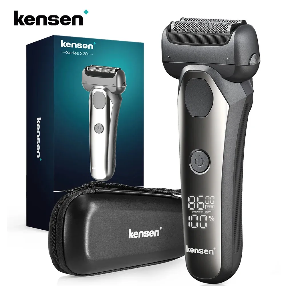 Kensen barbeador elétrico para homens 3d lâmina flutuante lavável typec usb recarregável aparador de barba máquina para barbeiro 240112